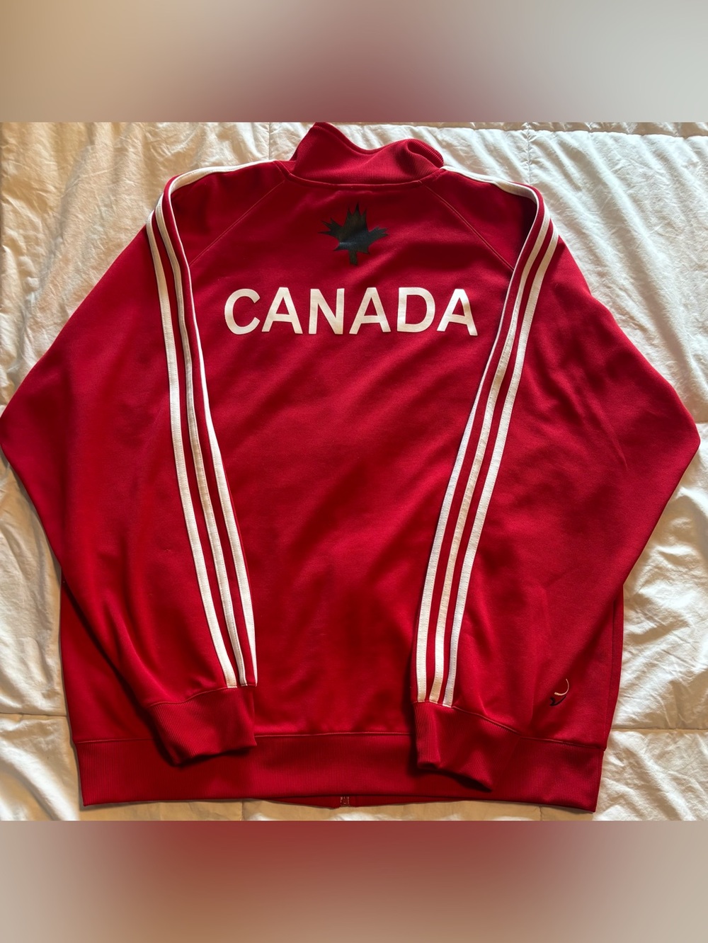 adidas Canada Soccer Large Red Quarter-Zip Pullover sweater jacket
